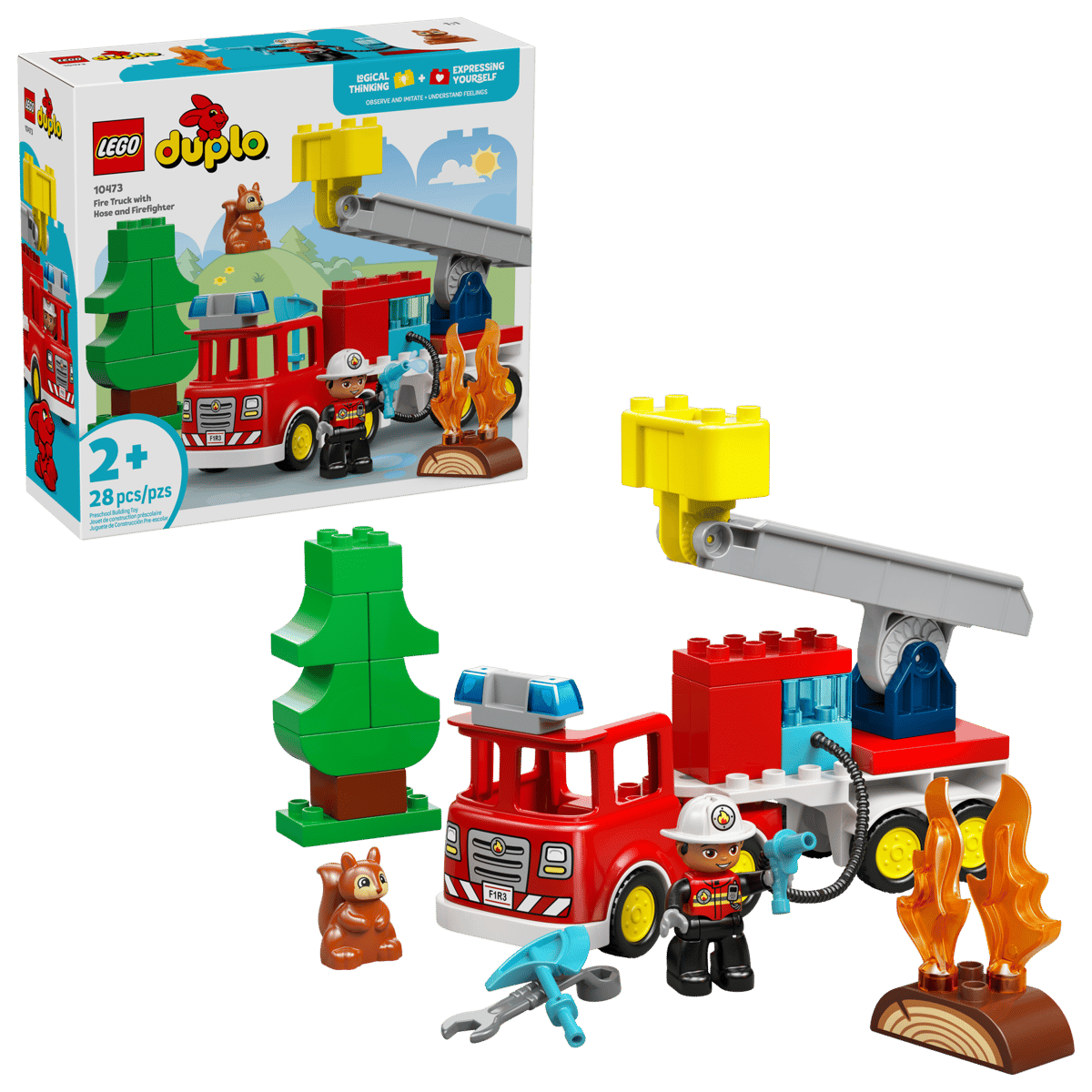 Fire Truck with Hose and Firefighter