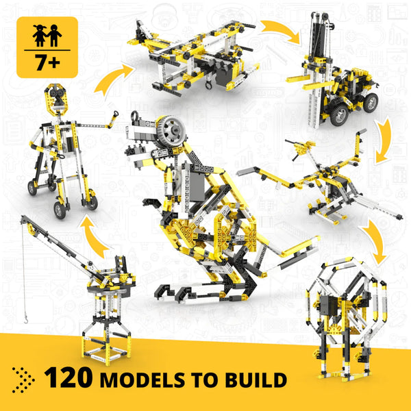 Engino Creative Builder: Σετ 120 Μοντέλων με Μοτέρ- Παιχνίδια Μηχανικής STEM για Παιδιά 7+ Ετών (120 Μοντέλα για Κατασκευή)