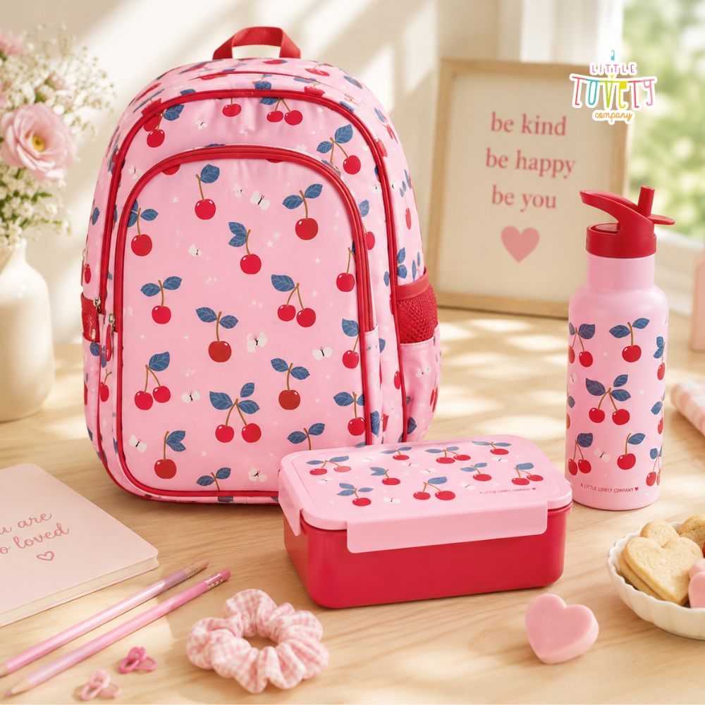 A Little Lovely Company – Kindergarten Backpack with Insulated Lunch Compartment – Cherries