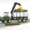 John Deere Tractor with Crane and 4 Logs
