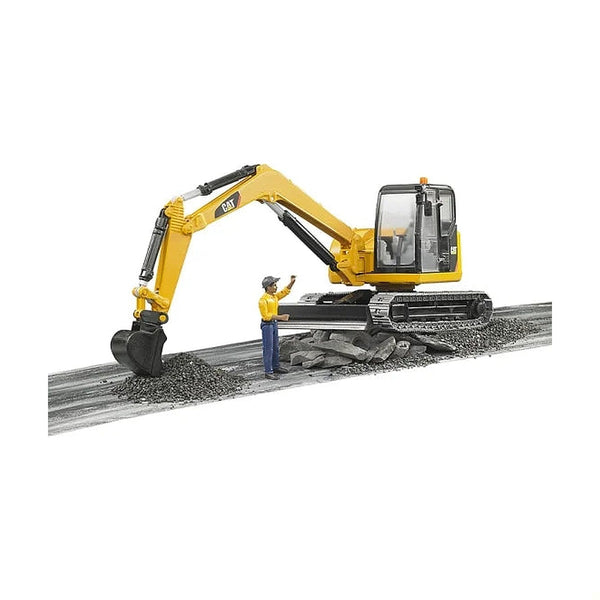 CAT Mini Track Excavator with Worker
