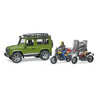 Land Rover with Trailer, Ducati Motorcycle and Driver