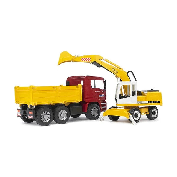 MAN Construction Dump Truck with Liebherr Excavator