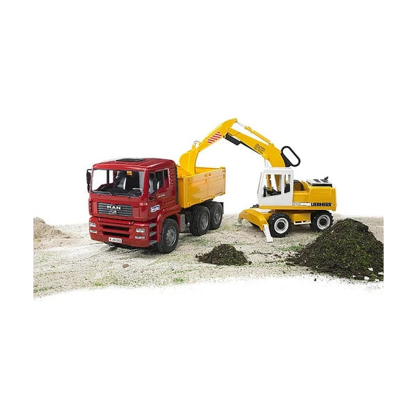 MAN Construction Dump Truck with Liebherr Excavator