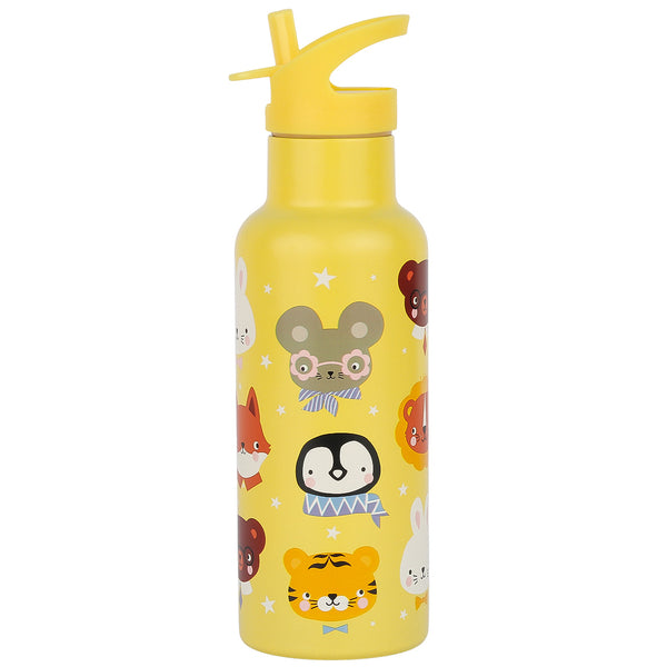 A Little Lovely Company XL Double-Walled Stainless Steel Bottle 500ml – Animal Friends