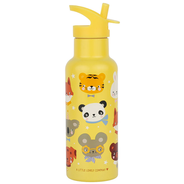 A Little Lovely Company XL Double-Walled Stainless Steel Bottle 500ml – Animal Friends