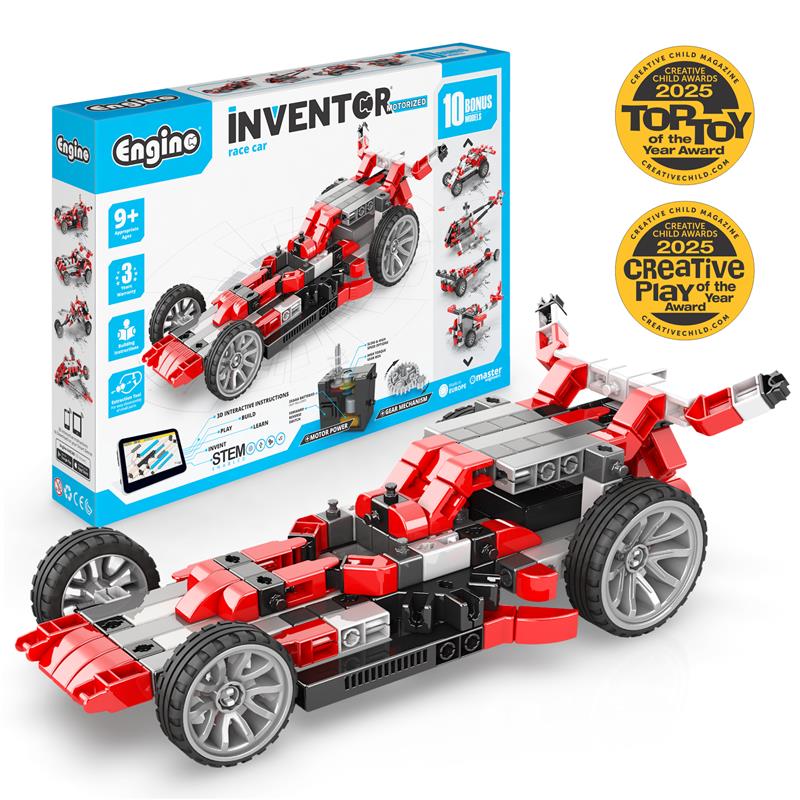 Engino Inventor Race Car Motorized Set - Εκπαιδευτικά παιχνίδια STEM για παιδιά 9+ ετών (10 μοντέλα προς κατασκευή)