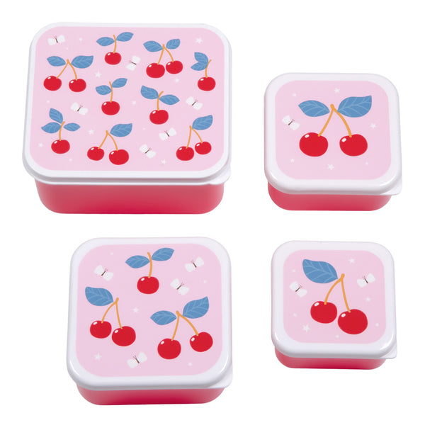 A Little Lovely Company – Lunch & Snack Box Set (4 pcs) – Cherries