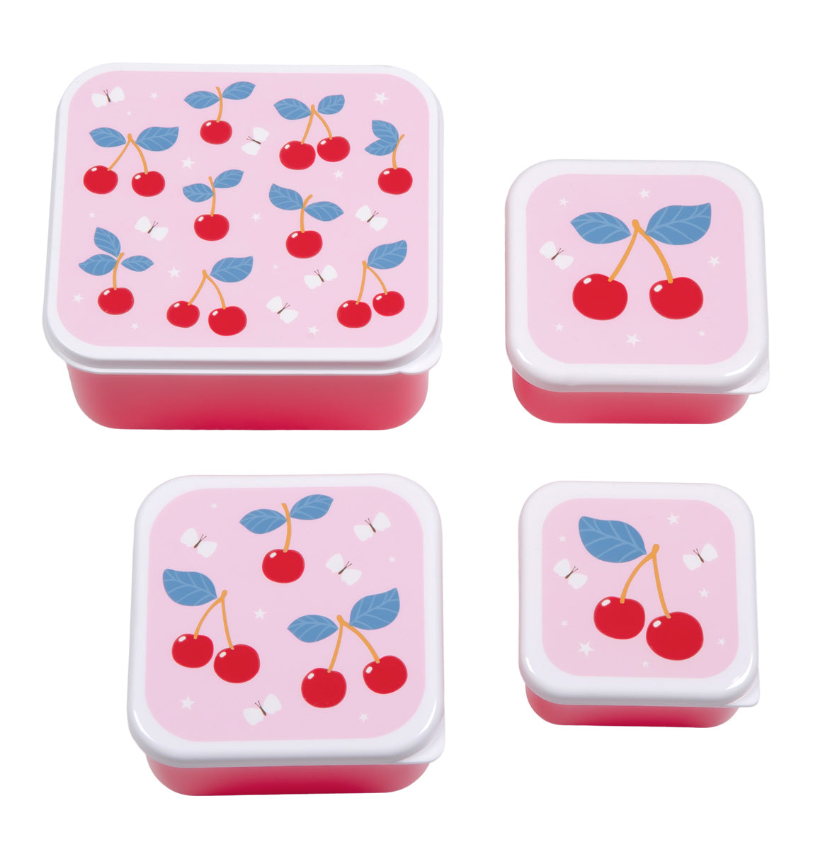 A Little Lovely Company – Lunch & Snack Box Set (4 pcs) – Cherries