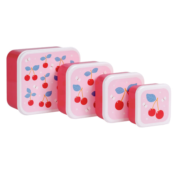 A Little Lovely Company – Lunch & Snack Box Set (4 pcs) – Cherries