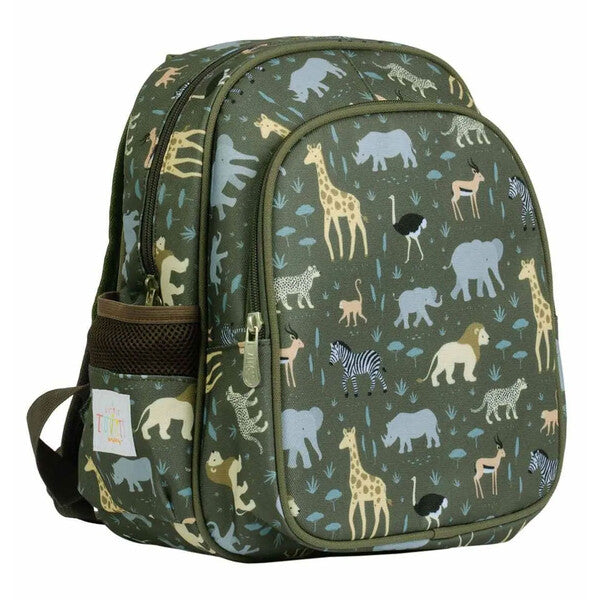 A Little Lovely Company Kindergarten Backpack with Insulated Pocket – Savanna