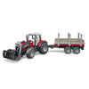BRUDER Massey Ferguson 7480 with Frontloader & Timber Trailer