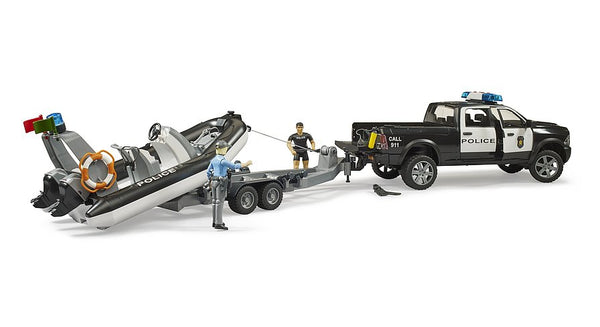 Police Pickup with Light & Sound Module, Trailer, Boat & Figures