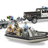 Police Pickup with Light & Sound Module, Trailer, Boat & Figures