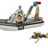 Police Pickup with Light & Sound Module, Trailer, Boat & Figures