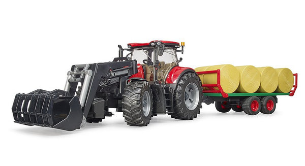 Case IH Optum 300 CVX with Front Loader & Bale Transport Trailer