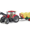Case IH Optum 300 CVX with Front Loader & Bale Transport Trailer