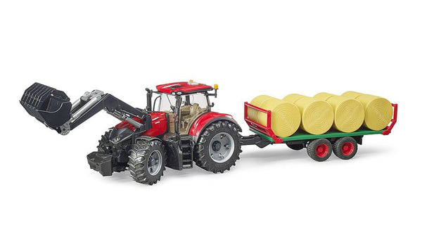 Case IH Optum 300 CVX with Front Loader & Bale Transport Trailer