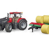 Case IH Optum 300 CVX with Front Loader & Bale Transport Trailer