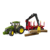 BRUDER John Deere 7R 350 Τρακτέρ με Δασικό Ρυμουλκούμενο & 4 Κορμούς