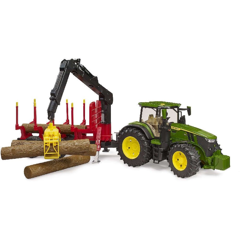 BRUDER John Deere 7R 350 Τρακτέρ με Δασικό Ρυμουλκούμενο & 4 Κορμούς