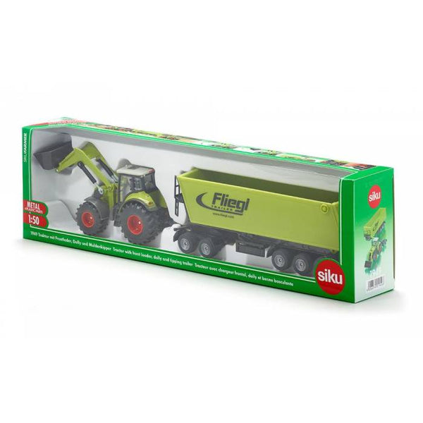 Tractor with Loader and Fliegl Trailer 1:50
