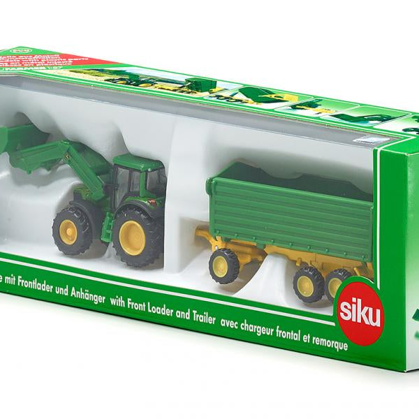 Τρακτέρ John Deere με φορτωτή και τρέιλερ
