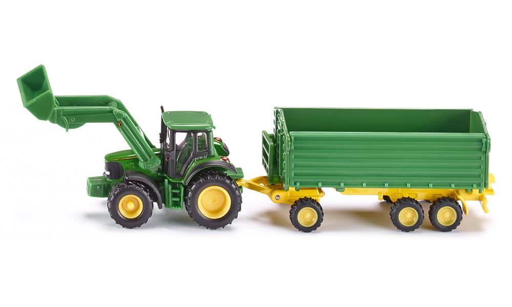 Τρακτέρ John Deere με φορτωτή και τρέιλερ